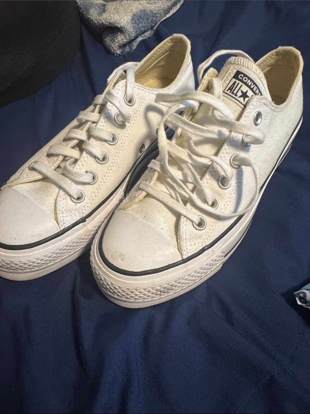 Converse Kids White Low-Top Canvas Sneakers with Black Trim